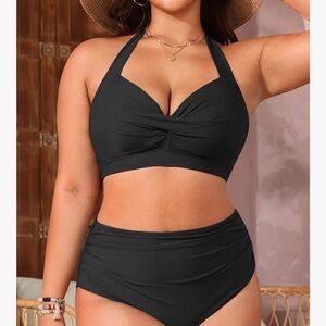 Black Halter Bikini Set